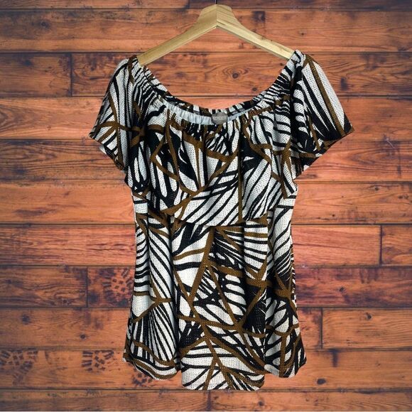 5 for $25🔥Chico's Off Shoulder Tropical Print Blouse Size 3/ XL - Picture 1 of 6